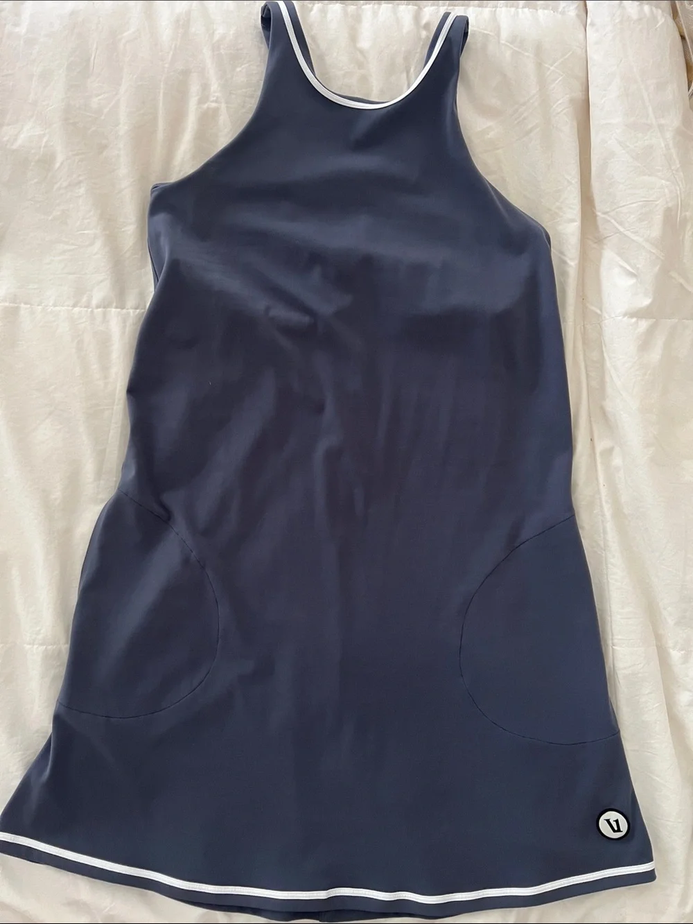 Vuori Navy Blue Athletic Dress with White Trim - Picture 1 of 3